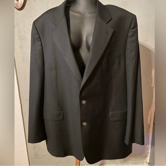 NWOT 2XL Jack Victor Collevtion Super Italian 110 worsted wool black suit jacket - Picture 3 of 12